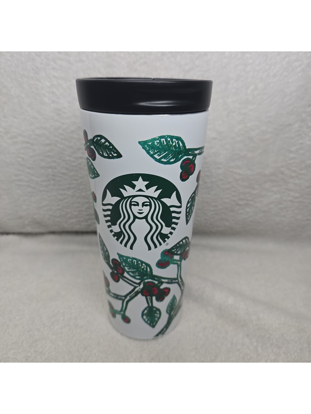 Starbucks 2016 Stainless Steel Holly Berries Mistletoe 16 oz Travel Tumbler